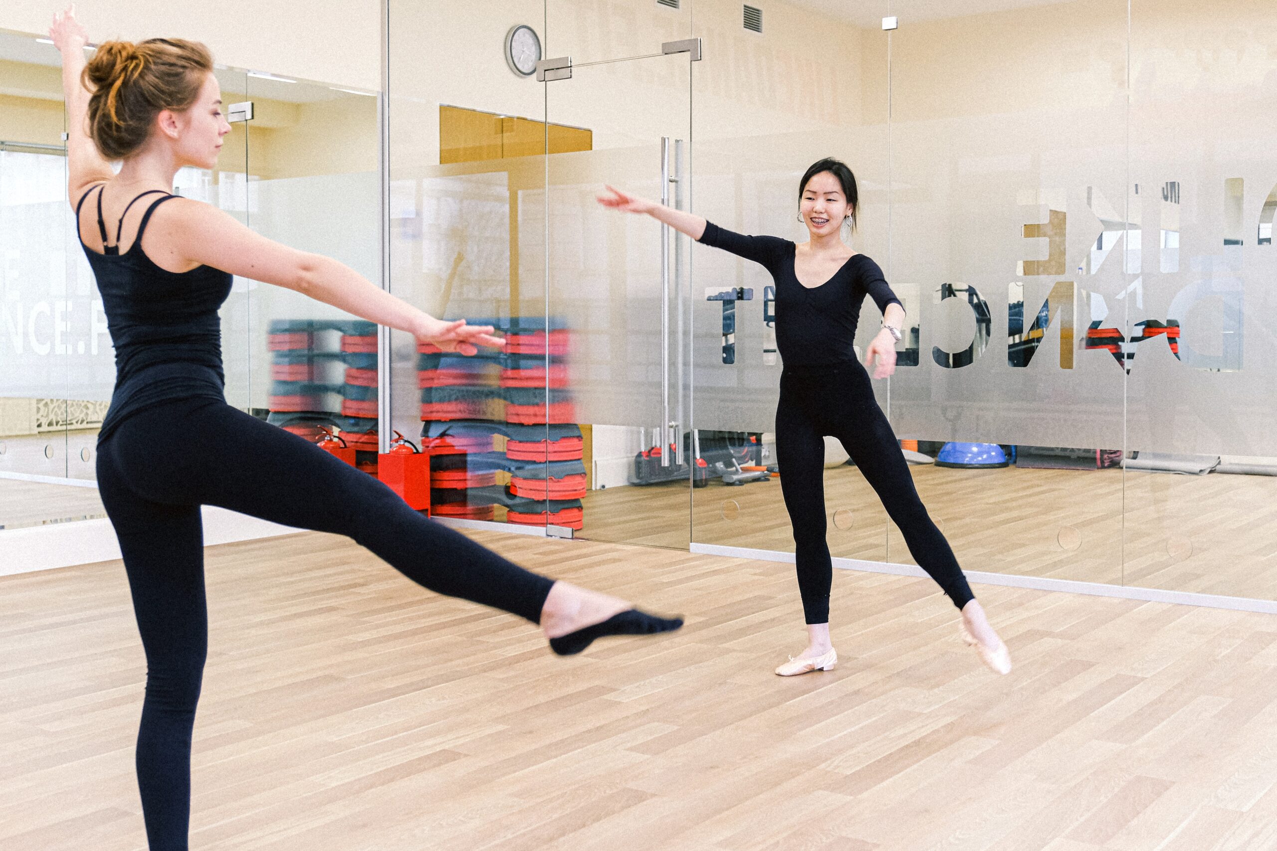 Dance/movement therapy class using ballet to teach in a studio.